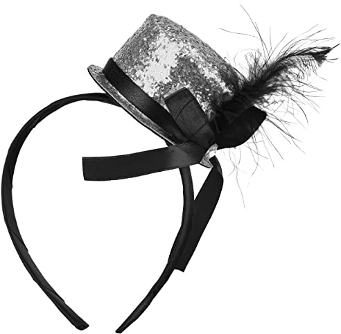 Balinco PARTYHUT, 20-tals hårspännen topphatt kostym damer & herrar, glitter topp, nyårsafton, karneval, maskerad, festkläder tillbehör, guld, röd, svart, silver (silver)
