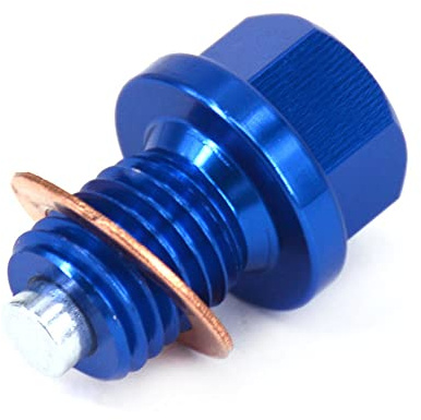 JFG RACING CNC Aluminium M10 mm x P1,25 mm Rahmen Magnetische Ölablassschraube Schraube Unterlegscheibe für YZ125 YZ250F YZ450F YZ125X YZ250FX WR250F WR450F DRZ400S/E/SM-Blau