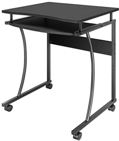 Manhattan Scrivania compatta con ripiano per tastiera estraibile, fibra di legno MDF nero, 600 x 480 x 15 mm (L x L x A)