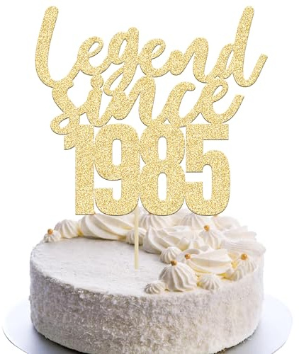 Gyufise 1 Pack Legend Since 1985 Cake Topper Gold Glitter Men Women 40th Birthday Cake Decoration for Cheers to 40 Years 40th Birthday Wedding Anniversary Party Supplies
