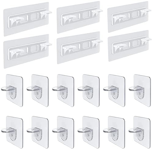 CTDMJ 18 pezzi autoadesivi per scaffali, supporto per scaffali, supporto per scaffali, supporto per ripiani, senza fori, per armadio, supporto in vetro, mensole, scaffali