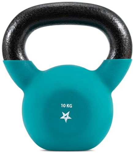 Yes4All Pesas rusas con revestimiento de neopreno de 10 kg, pesas rusas para entrenamiento de fuerza, 10 kg, color verde azulado