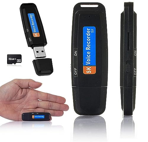 Voice Recorder, Mini HD Voice Recorder, tragbar, 32 GB, Audio-Diktiergerät für Meetings, Interviews, Konferenzen, Digitaler USB-Spion-Recorder mit Speicher für + 100 Stunden Aufnahme