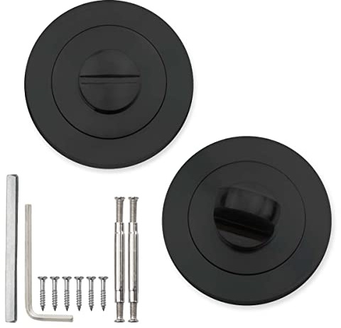 Bwintech 1 Pair 52MM Matt Black Bathroom Escutcheon Polished Nickel Turn and Release Set