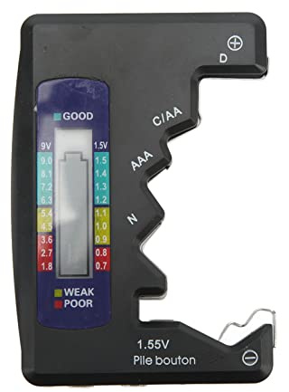 Batterie-Tester, Batteriemessgerät AA-Batterie-Prüfgerät Digitales Batterie-Kapazitätsmessgerät mit LCD-Anzeige Universal-Knopfzellen-Analysator für D C N AAA AA 9V 1.5V (Schwarz)