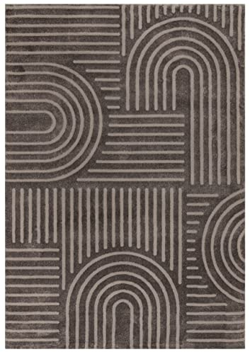 Kurzflor Teppich, Wohnzimmer, Boho Geometrisch - Grau - 160cm x 230cm - Moderner Superweicher Teppich
