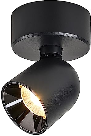 Budbuddy 12W Faretto da Parete o Soffitto Regolabile Faretti LED da Soffitto Interni Spot da Soffitto Nero Plafoniera Faretti Tondo Moderno per Soggiorno, Cucina, Corridoio e Spazi Commerciali 3000K