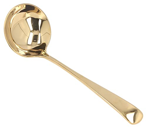 QANYEGN Mestolo Per Zuppa, Mestolo Per Zuppa Con Manico Lungo In Acciaio Inox, Mestolo Per Zuppa Addensata Per Hotpot, Adatto Per La Cucina Di Casa, Ristoranti(Cucchiaio d'oro)