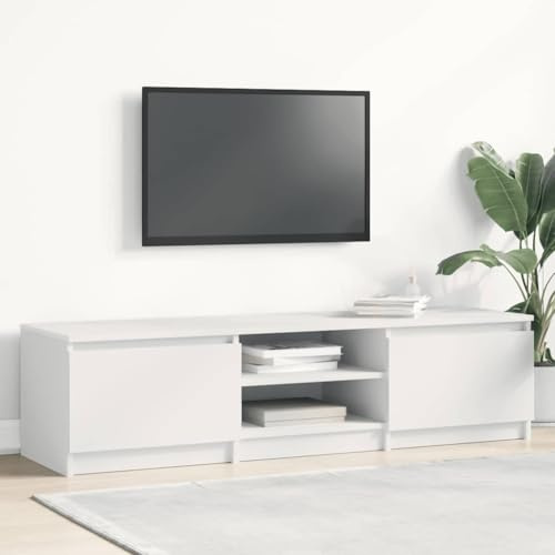 Higsose TV-Schrank 140x40x35,5cm Weiß,Holzwerkstoff,Holzwerkstoff Gefertigte Medienschrank,DVD Schrank,Wohnwand Wohnzimmer,HiFi-Schrank,Stauraumschrank,TV Schrank Im Industrie-Design