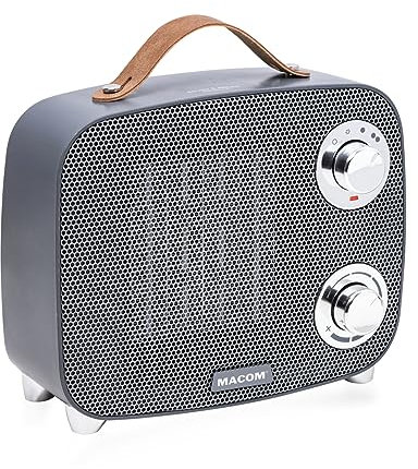 MACOM Termoventilatore Ceramico Compatto, 1500W, Termostato Ambiente, Selettore di temperatura, Sicurezza Antiribaltamento, Design Salvaspazio, Enjoy & Relax 942 MINIMAX