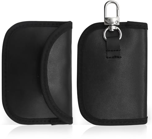 XNJIHWA 2 Piezas Protectores para Llavero Estuche para Llaves de Coche Anti Piratería RFID Bolsa de Bloqueo de Señal para Llaves de Coche,Tarjetas,Dinero,Negro