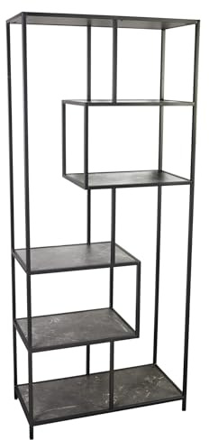 Riess Ambiente Modernes Bücherregal Slim LINE 185cm Graphit Marmor-Design Metall Standregal