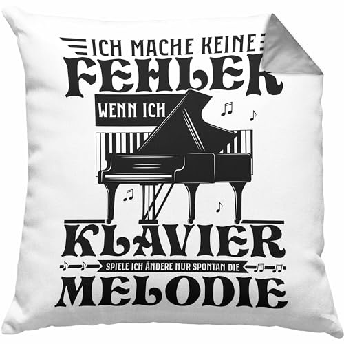 Trendation Klavier-Spieler Kissen mit Füllung 40x40 Geschenk Klavier Geschenkidee Flügel Musiker Ich Mache Keine Fehler Wenn Ich Klavier Spiele (Grau)