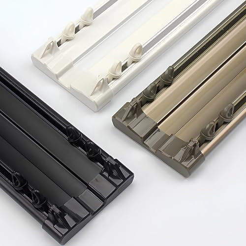 TZUFA Vorhangschiene Deckenmontage Für Vorhänge, Vorhangstange Aluminium Gardinenleisten 2 Läufig Vorhangschienensystem Für Raumteiler, Balkon, Schlafzimmer, Wohnzimmer(White,500cm/4 * 125cm)