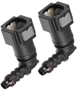 Partuto 2x 5/16 7.89mm SAE to 1/4 6mm Fuel Line Quick Connector | 1/4 (6mm) SAE for 5/16 (7.89mm) Hose, 90 Degree Fuel Line Hose Quick Release Connector