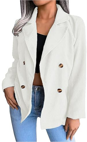 Giacca in velluto a coste da donna, con bottoni, in corduroy, vintage, a maniche lunghe, per le mezze stagioni, elegante, business, ufficio, blazer, stile retrò, casual