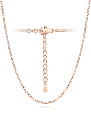 Silvora Catenina Acciaio Donna, 2,5mm Catenina Oro Rosa Lunga 55cm, Collana Catena Sottilissima Acciaio Inossidabile per Anniversario Natale Compleanno