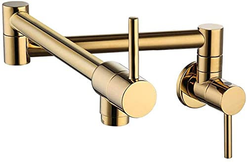 Brass Wall Mounted Double Handle Kitchen Pot Filler Faucet Cold Water Tap Multi Function Kitchen Sink Tap Golden Black