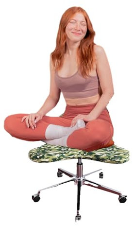 Bürostuhl Ergonomischer Kniestuhl zum Sitzen im Schneidersitz, Büro-Meditationsstuhl mit Rückenlehnen-Schreibtisch, 2-Sitzer-Stuhl zur Linderung von Rückenschmerzen, Game Chai