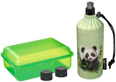 Emil Gourde en verre avec boîte à sandwich et bouchons de rechange – Kit de démarrage pour la rentrée des classes – Sans BPA et sans substances nocives – Isolant – Bouchon à tirer pour l'eau, le jus