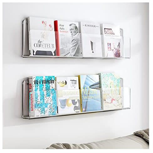 Zeitschriftenhalter aus Acryl, Wandhalterung, Bücherregal, Literaturbroschüren-Präsentationsregal für Büro, Wartezimmer, Wohnzimmer, Heimorganisation – 38,1 cm, klares Design