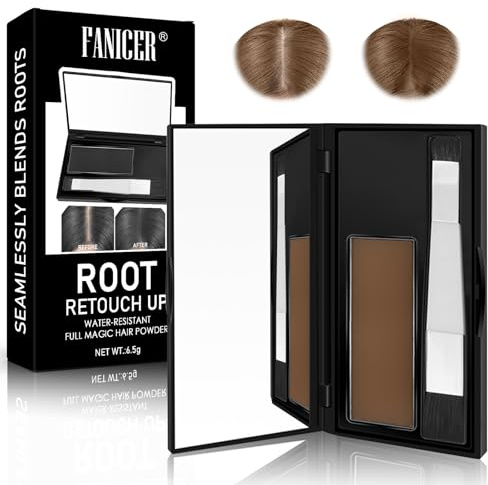 Root Cover Up,Ritocco per Capelli Neri,Polvere Volumizzante per Capelli,Hair Concealer,Ritocco Ricrescita Capelli,Ideale per Uomo e Donna, Effetto Naturale e di Lunga Durata,6.5g (Marrone chiaro)