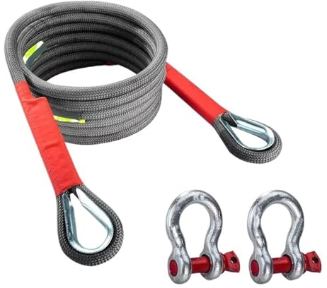 Correa para Remolcar Eslinga Emergencia Cuerda de remolque para coche, gancho de remolque para vehículo todoterreno, correa de remolque para coche, cuerda de rescate, versión mejorada(18T 4m)