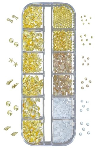 JOOTUEPO Charm pour nail art - En forme de coquillage d'été - Pour femme - En acrylique - Doré