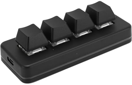 Jectse Tastiera di Gioco Macro Meccanica USB, RGB Retroilluminato Blu Bluetoot Wireless Cablato 4 Tasti Tasto per Tablet per Computer Telefonici, con Connessione a Doppia modalità