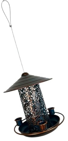 ibasenice Vogel-futterspender Hängend Gartendekor Robust Eisen Garten Futterstation für Wildvögel Balkon und Wetterbeständig Handgefertigt Kupfer-Finish