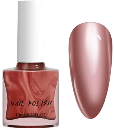 Rose Gold Metallic Nail Polish - Metal Mirror Nail Varnish Quick Dry - Chrome Nail Varnish - Glossy Shimmer Nail Polish No Need Cure for Women Manicure at Home