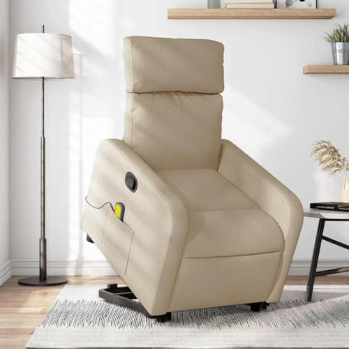 Mimdixy Sillón de cine Sillón reclinable individual Sillón dormido,Sillón de masaje con tela crema,Para sala de estar dormitorio cine en casa,Rápido De Instalar