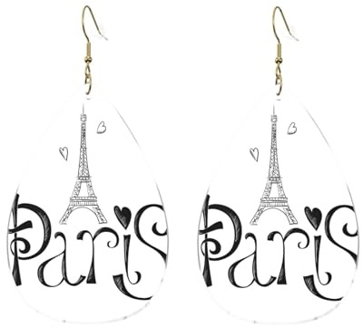 Orecchini Da Donna Pelle Sintetica Paris Eiffel Tower France Design Di Fascia Alta Orecchini In Pelle A Forma Di Lacrima Lacrima Per Le Donne Ragazze Adatti Per L'Uso Quotidiano