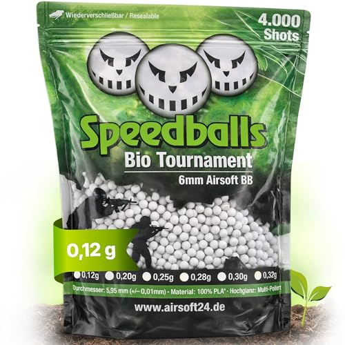 Speedballs Bio Tournament BBS – Präzise 6mm Softair Kugeln – 4.000 Bio BBS – Für AEG, GBB & Sniper – Weiß