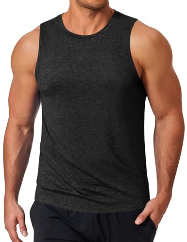 COOFANDY Camiseta Tirante Hombre Ligera Camiseta Deportiva Fitness Secado Rápido Camiseta de Gimnasio Muscular Verano Funcional Negro L