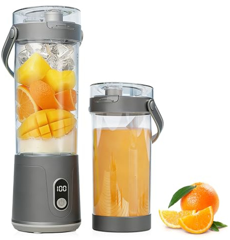 Mixeur portable, 600ml Blender portable, Mini Mixeur, Rechargeable par USB, Mini-Blender avec 12 Lames en Acier Inoxydable, Blender Smoothie pour la Préparation de Milk-Shakes,jus de Fruits,Smoothies