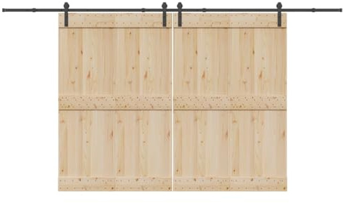 Schiebetürbeschlag-Set 400 cm Pulverbeschichteter Stahl Schwarz, Scheunentor Schienensystem für Schiebetüren, Laufschienen-Set mit Türstoppern und Bodenführung