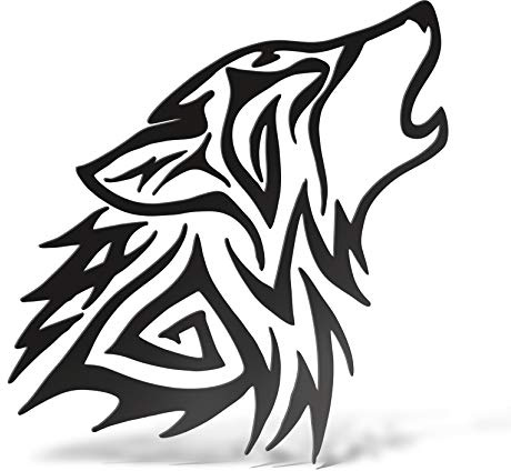 Erreinge Aufkleber Stammes- Wolf Schwarz Dx Schriftzug In PVC-Wandwand-Aufkleber für Helm Auto Moto Camper Laptop - 35 Cm