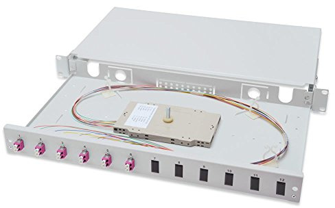 DIGITUS LWL Spleißbox 6 Kupplungen - LC - OM4 - 1HE - 19-Zoll - Multi-Mode Duplex - Mit Spleiß-Kassette - Rack-Einbau