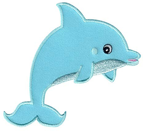 PatchMommy Delfin Aufnäher zum Aufbügeln für Kinder, 9 x 9 cm | Gesticktes Bügelbild, Patch & Applikation für Baby- und Kinderkleidung & Rucksäcke – zum Aufbügeln oder Aufnähen