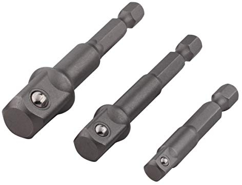 wolfcraft 8797000 3 Adaptateurs avec Queue 6 Pans 1 Adaptateur 13 Mm (1/2) + 1 Adaptateur 10 Mm (3/8) + 1 Adaptateur 6 Mm (1/4) vert