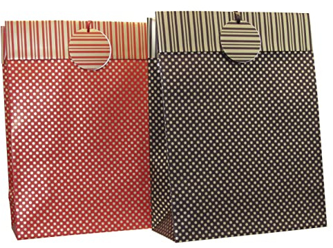 Clairefontaine 212814C - Sacchetto regalo, misura M, 12 x 4,5 x 13,5 cm, 1 pezzo Recto/Verso marrone/rosso assortiti