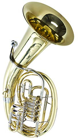 Monzani MZEP-1170L Bb-Bariton, Neusilber-Mundrohr, 4 Ventile, 14.7mm Bohrung, Messing-Korpus, Schallbecher, Klarlack lackiert, inklusive Koffer und Mundstück, 2.7kg Gewicht