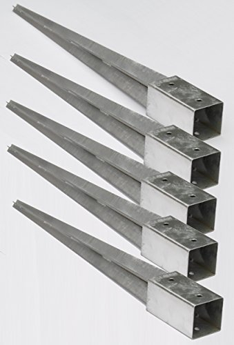 5er Set Pfostenträger 70x70 mm Einschlaghülse Bodenhülse feuerverzinkt für Holzpfosten Zaunpfosten Holzzaun Lamellenzaun wetterfest ohne Betonieren