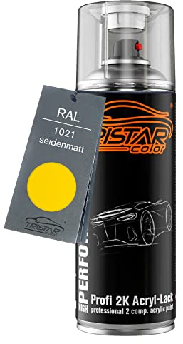TRISTARcolor RAL 1021 Kadmiumgelb seidenmatt 2K Acryl Spraydose Sprühdose Spritzlack Sprühlack 400 ml schnelltrocknend