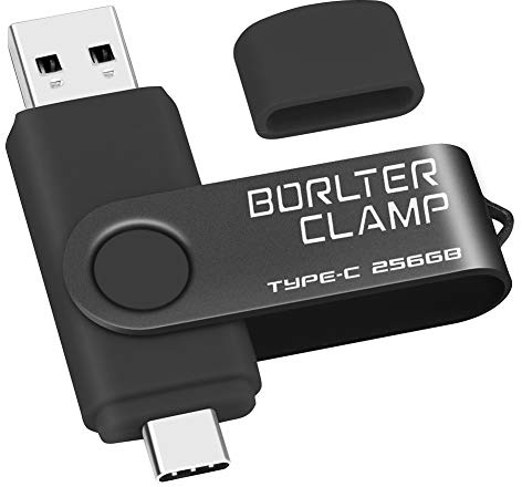 256GB USB Type-C Flash Drive, BorlterClamp USB C 3.0 Jump Drive Memory Stick Dual Port for Android Smartphones Samsung Galaxy S10/S9/S8/Note 9, LG, Huawei, Tablets & Computer (Black)