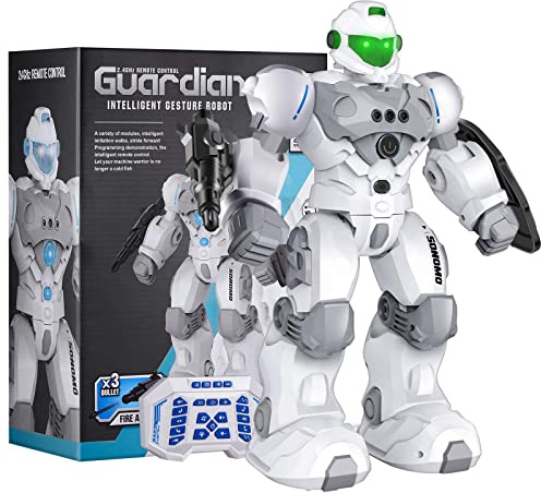 SONOMO Toys for 6-9 Year Old Boys, RC Robot Gifts for Kids Intelligent Programmable Robot (White)