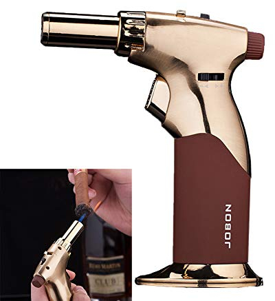 Torcia Cucina Professionale Accenditore a Torcia Bruciatore Cucina a Fiamma Regolabile Butano da Cucina Torcia a Gas per Cucina Creme Brulee/Barbecue (Non Incluso butano a Gas),Golden
