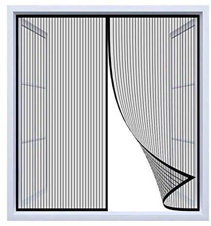 Magnet Fliegengitter Fenster Innen, Schwarz Anti-Moskito Fliegenvorhang, Ohne Bohren, Dachfenster Schiebefenster - 60cm(Breite) x 50cm(Höhe)
