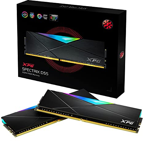 ADATA XPG Modulo di memoria RAM SPECTRIX D55 RGB DDR4, Gaming-DRAM, 3600 MHz 16GB (2x8GB), dual package, High Speed, Struttura robusta, Desktop Arbeitsspeicher, Supporto XMP 2.0, Black